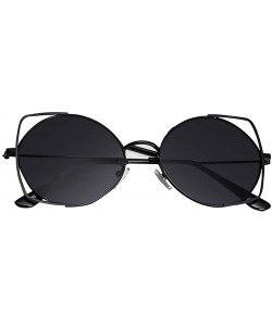 Rimless Sunglasses For Women - Cat Eye Mirrored Flat Lenses Metal Frame Eyewear Hollow Personality Glasses - CC18S9Q3IHG $7.44