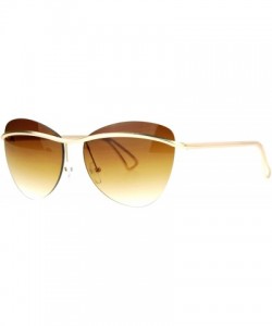 Butterfly Womens Rimless Fashion Sunglasses Metal Bar Across Butterfly Frame UV 400 - Gold (Brown) - CB1884ZW8C9 $14.76