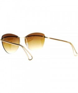 Butterfly Womens Rimless Fashion Sunglasses Metal Bar Across Butterfly Frame UV 400 - Gold (Brown) - CB1884ZW8C9 $14.76