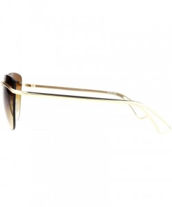 Butterfly Womens Rimless Fashion Sunglasses Metal Bar Across Butterfly Frame UV 400 - Gold (Brown) - CB1884ZW8C9 $14.76