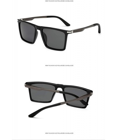 Square Men's Polarized Sunglasses Square Glasses Gradient Color Goggle Fashion Eyewear - Bright Black Grey - CZ199KAWA4M $30.51