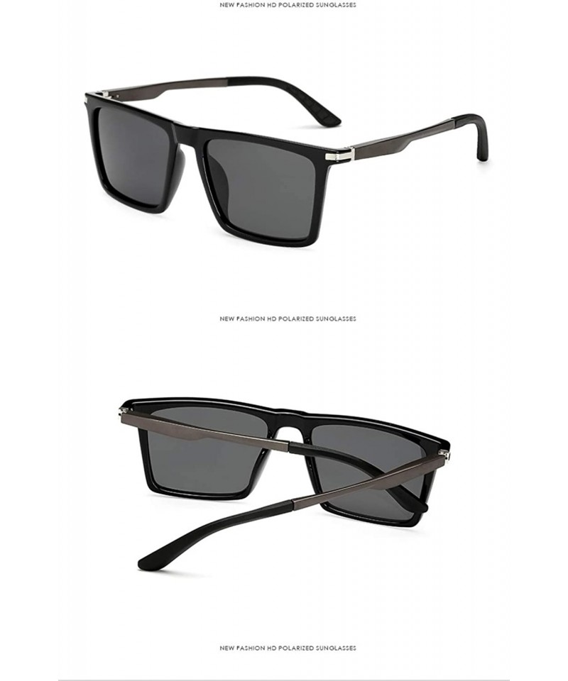 Square Men's Polarized Sunglasses Square Glasses Gradient Color Goggle Fashion Eyewear - Bright Black Grey - CZ199KAWA4M $15.62