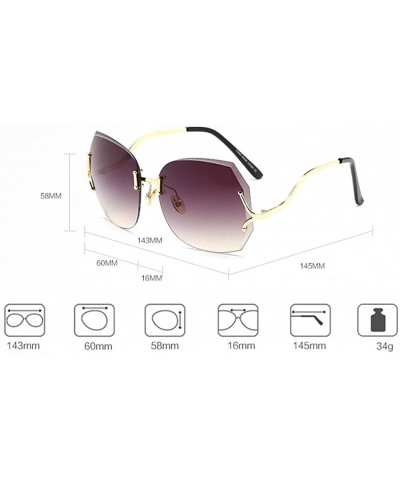 Sport Rimless Oversized Vintage Retro Style Eye Glasses Sunglasses - Gold-gradient Purple - CE17Y0T69ZA $10.67