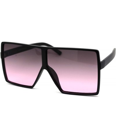 Oversized Retro Oversize Large Rectangular Mobster Flat Top Sunglasses - Matte Black Black Pink - C418XGY6K93 $23.64