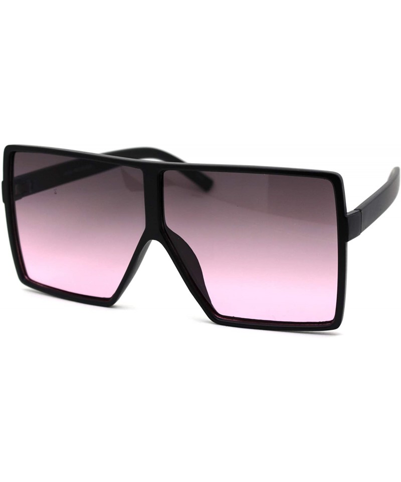 Oversized Retro Oversize Large Rectangular Mobster Flat Top Sunglasses - Matte Black Black Pink - C418XGY6K93 $15.16