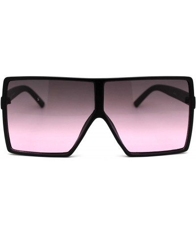 Oversized Retro Oversize Large Rectangular Mobster Flat Top Sunglasses - Matte Black Black Pink - C418XGY6K93 $15.16