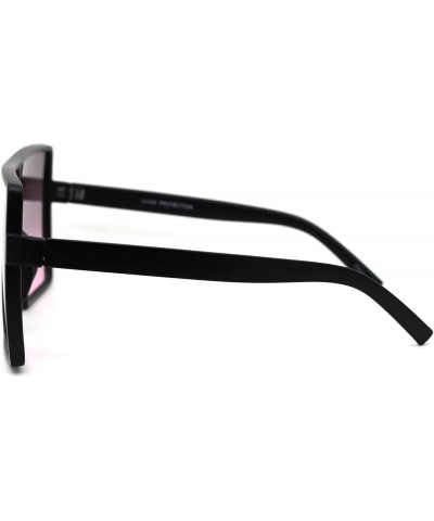 Oversized Retro Oversize Large Rectangular Mobster Flat Top Sunglasses - Matte Black Black Pink - C418XGY6K93 $15.16