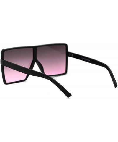 Oversized Retro Oversize Large Rectangular Mobster Flat Top Sunglasses - Matte Black Black Pink - C418XGY6K93 $15.16