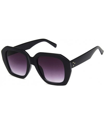 Square Unisex Sunglasses Fashion Bright Black Grey Drive Holiday Square Non-Polarized UV400 - Black Grey - CL18RLS52OR $11.70