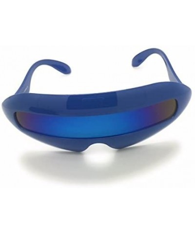 Sport Futuristic Cyclops Mirror Single Lens Oval Sunglasses - Blue - C1180RMWE8C $8.03