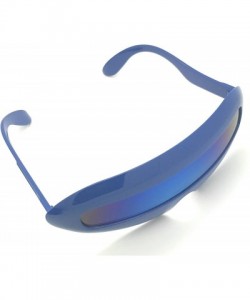 Sport Futuristic Cyclops Mirror Single Lens Oval Sunglasses - Blue - C1180RMWE8C $8.03