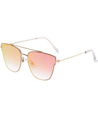 Aviator Women's Rose Gold-Tone Pink Mirrored Aviator Sunglasses - CD18CIYLKIL $19.84