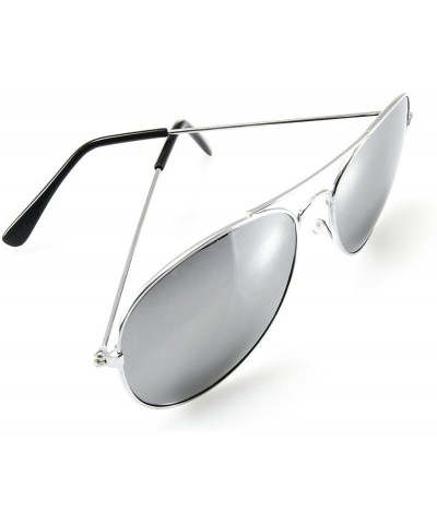 Aviator Aviator Sunglasses With Silver Frame And Dark Tint Lens Unisex - Silver - CB125Q8ZHG9 $20.27