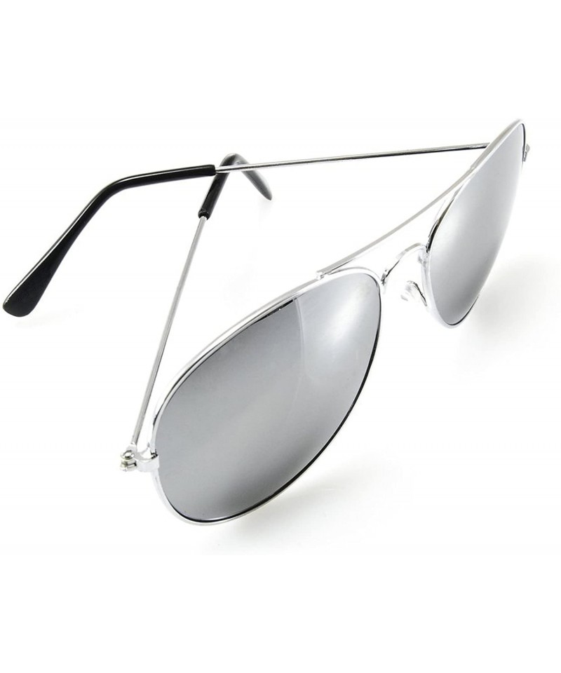 Aviator Aviator Sunglasses With Silver Frame And Dark Tint Lens Unisex - Silver - CB125Q8ZHG9 $7.81