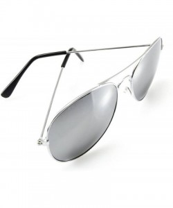 Aviator Aviator Sunglasses With Silver Frame And Dark Tint Lens Unisex - Silver - CB125Q8ZHG9 $7.81