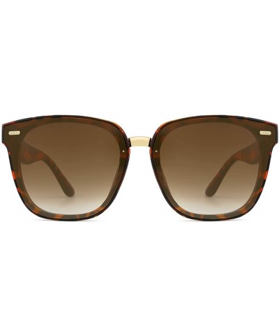 Square Classic Square Sunglasses for Women Tinted Lenses UV400 Fashion - Saddlerbrown-leopard - CQ18RQZW8RM $10.61
