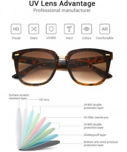 Square Classic Square Sunglasses for Women Tinted Lenses UV400 Fashion - Saddlerbrown-leopard - CQ18RQZW8RM $10.61