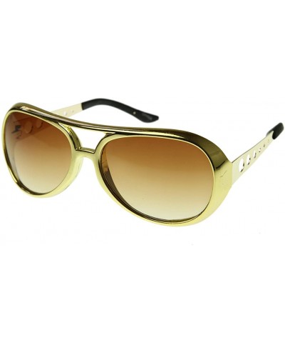 Aviator Large Elvis King of Rock Rock & Roll TCB Aviator Sunglasses (Gold) - CF117MDM3S7 $27.30