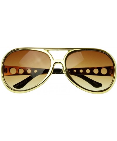 Aviator Large Elvis King of Rock Rock & Roll TCB Aviator Sunglasses (Gold) - CF117MDM3S7 $11.96