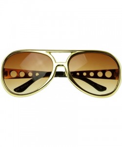 Aviator Large Elvis King of Rock Rock & Roll TCB Aviator Sunglasses (Gold) - CF117MDM3S7 $11.96