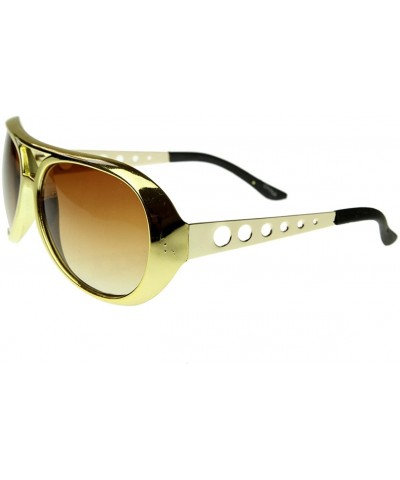 Aviator Large Elvis King of Rock Rock & Roll TCB Aviator Sunglasses (Gold) - CF117MDM3S7 $11.96