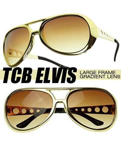 Aviator Large Elvis King of Rock Rock & Roll TCB Aviator Sunglasses (Gold) - CF117MDM3S7 $11.96