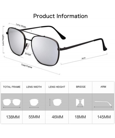 Square Polarized Square Sunglasses for Men and Women- Oversized Retro Eyewear Glasses UV400 VL9508 - C518UE4QWHL $15.93