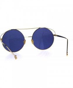 Round Flat Top Double Bridge Mirror Lens Circle Round Hippie Sunglasses - Gold Blue - C518DTL7SAN $9.75