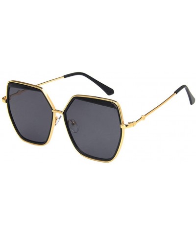 Square Unisex Sunglasses Fashion Gold Grey Drive Holiday Polygon Non-Polarized UV400 - Gold Grey - CM18RLUXG3T $12.53