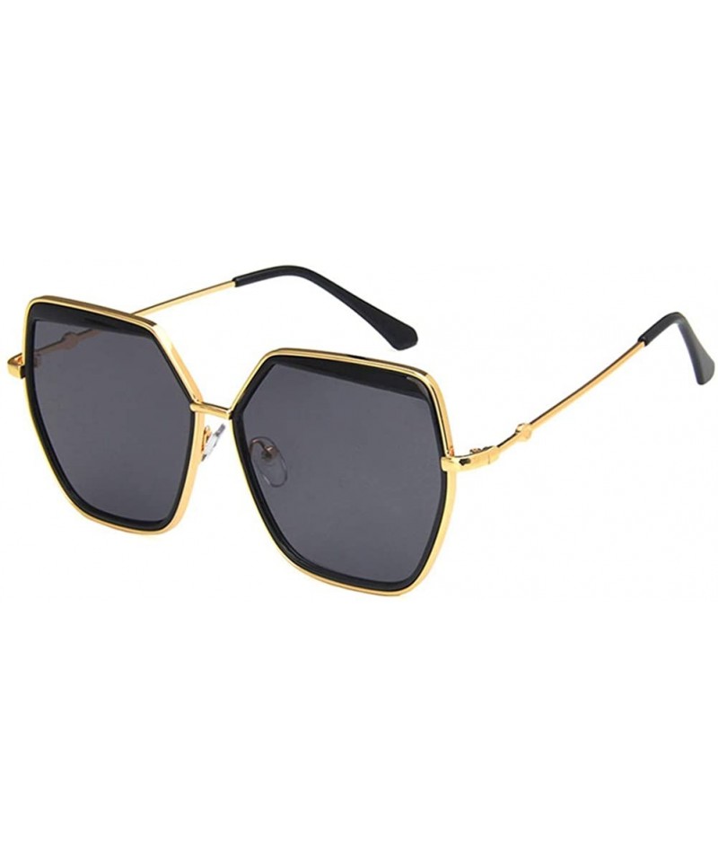 Square Unisex Sunglasses Fashion Gold Grey Drive Holiday Polygon Non-Polarized UV400 - Gold Grey - CM18RLUXG3T $12.53