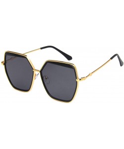 Square Unisex Sunglasses Fashion Gold Grey Drive Holiday Polygon Non-Polarized UV400 - Gold Grey - CM18RLUXG3T $12.53