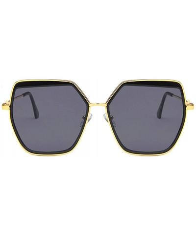 Square Unisex Sunglasses Fashion Gold Grey Drive Holiday Polygon Non-Polarized UV400 - Gold Grey - CM18RLUXG3T $12.53
