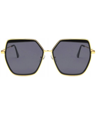 Square Unisex Sunglasses Fashion Gold Grey Drive Holiday Polygon Non-Polarized UV400 - Gold Grey - CM18RLUXG3T $12.53