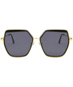 Square Unisex Sunglasses Fashion Gold Grey Drive Holiday Polygon Non-Polarized UV400 - Gold Grey - CM18RLUXG3T $12.53