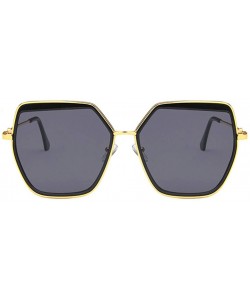 Square Unisex Sunglasses Fashion Gold Grey Drive Holiday Polygon Non-Polarized UV400 - Gold Grey - CM18RLUXG3T $12.53
