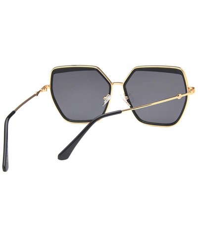 Square Unisex Sunglasses Fashion Gold Grey Drive Holiday Polygon Non-Polarized UV400 - Gold Grey - CM18RLUXG3T $12.53