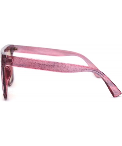 Oversized Flat Top Mobster Mafia Rectangular Retro Sunglasses - Pink Light Brown - CU197N0YATD $10.05