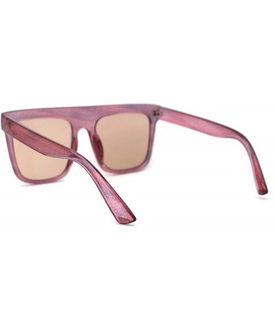 Oversized Flat Top Mobster Mafia Rectangular Retro Sunglasses - Pink Light Brown - CU197N0YATD $10.05