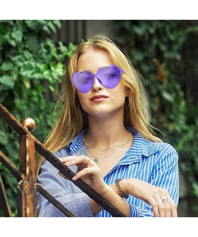 Rimless Heart Shape Sunglasses Party Sunglasses - Sunglasses Eyewear Accessory Eyewear - Purple - CI1933AYX2Y $11.54