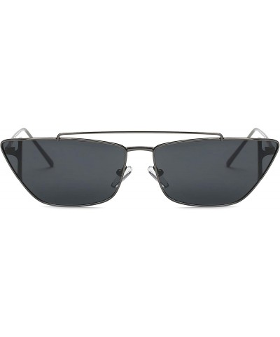 Square Women Metal Retro Square Flat Lens Cat Eye Fashion Sunglasses - Gunmetal - C618IIGUNM6 $10.49