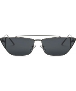 Square Women Metal Retro Square Flat Lens Cat Eye Fashion Sunglasses - Gunmetal - C618IIGUNM6 $10.49