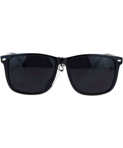 Square Super Dark Lens Sunglasses Black Square Spring Hinge Frame Unisex Fashion - Matte Black - CP185HH2WHH $11.21