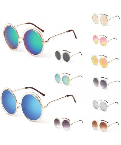 Aviator Sunglasses for Women Men Polarized Vintage Round Classic Retro Fashion Sun Glasses Aviator Mirrored uv Protection - C...