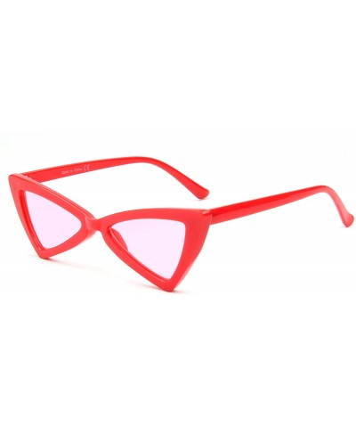 Oversized Cromilo Retro Vintage Cat Eye Sunglasses for Women Small Triangle Clout Goggles - Red - CX18CUXOW3N $23.82