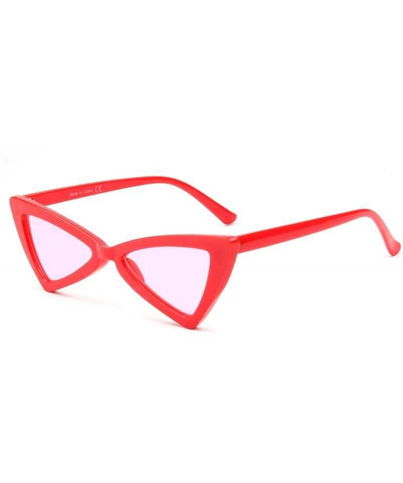 Oversized Cromilo Retro Vintage Cat Eye Sunglasses for Women Small Triangle Clout Goggles - Red - CX18CUXOW3N $10.44