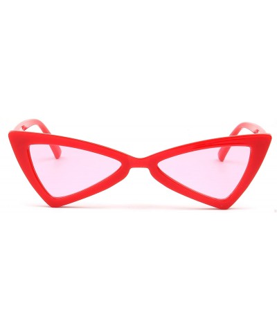 Oversized Cromilo Retro Vintage Cat Eye Sunglasses for Women Small Triangle Clout Goggles - Red - CX18CUXOW3N $10.44