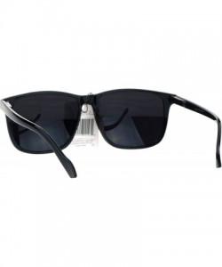 Square Super Dark Lens Sunglasses Black Square Spring Hinge Frame Unisex Fashion - Matte Black - CP185HH2WHH $11.21