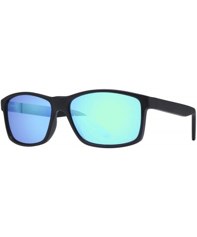 Rectangular Chris Men's Sunglasses - Matte Black/Green Mirror - CL18XEMYHOO $43.79