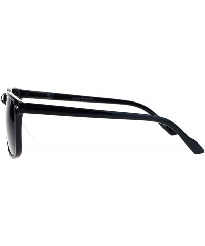 Square Super Dark Lens Sunglasses Black Square Spring Hinge Frame Unisex Fashion - Matte Black - CP185HH2WHH $11.21