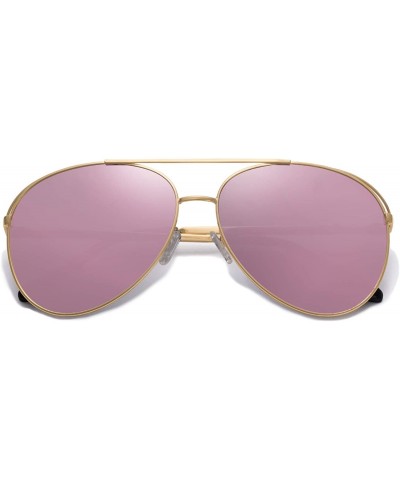 Round Polarized Oversized Aviator Sunglasses for Men Women Mirrored Lens MYSTYLE SJ1108 - C718LQUQXQX $31.02